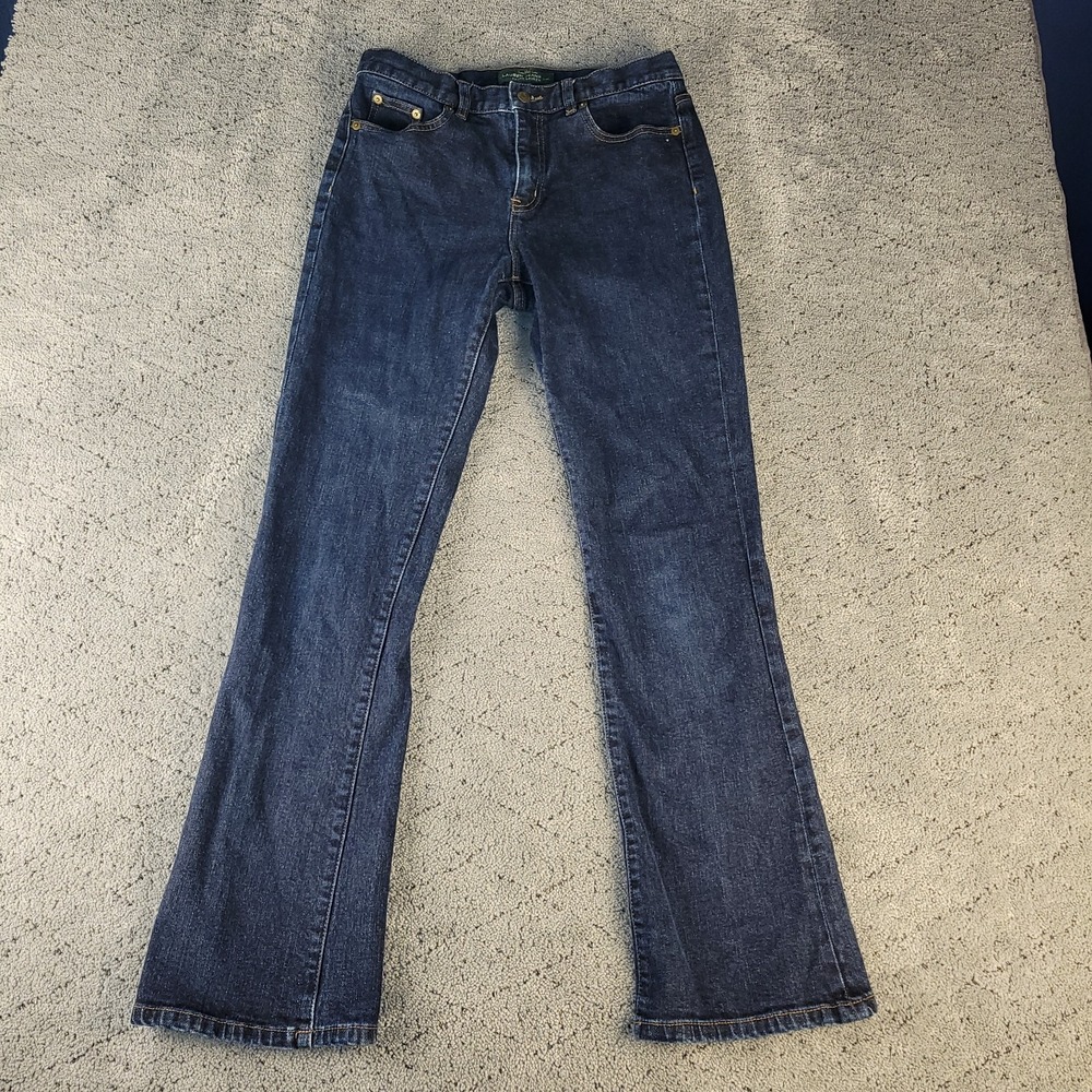 Lauren Ralph Lauren Jeans Womens 4 Classic Bootcut Flap Pocket Dark Wash Stretch